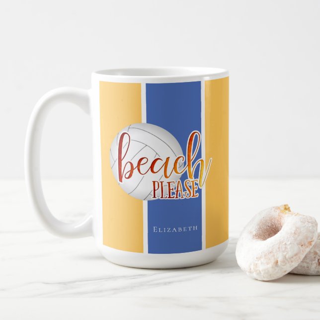 funny beach saying personalized girls' volleyball coffee mug (With Donut)