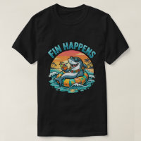 Funny Beach Shark Fin Happens Hawaiian Graphic