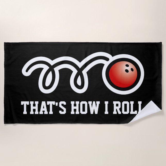 Funny beach towel gift for bowling fans (Front)