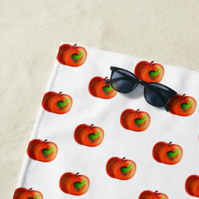 Funny Beach Towel Happy Apple Worm (In Situ)