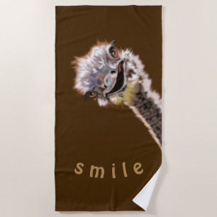 Funny Beach Towel Playful Ostrich - Smile