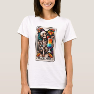Funny Beach Vibes Skeleton Tarot T-Shirt