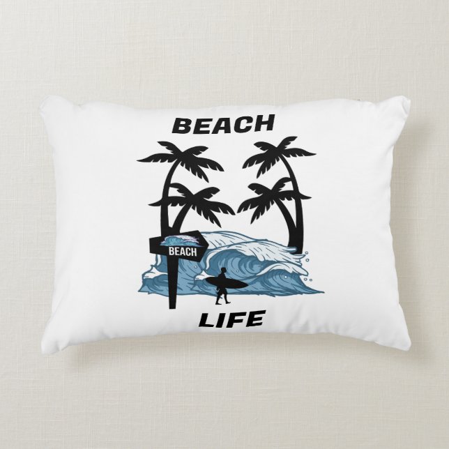 Funny Beach Wave Accent Pillow (Front)