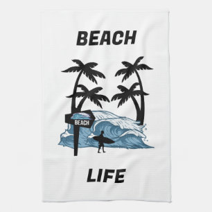 Funny Beach Wave Kitchen Towel