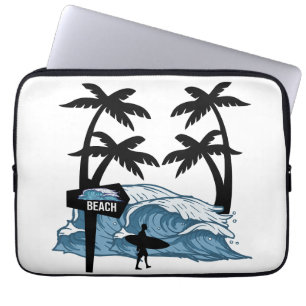 Funny beach wave laptop sleeve