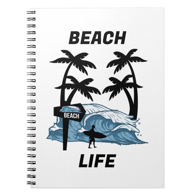 Funny Beach Wave Notebook (Front)