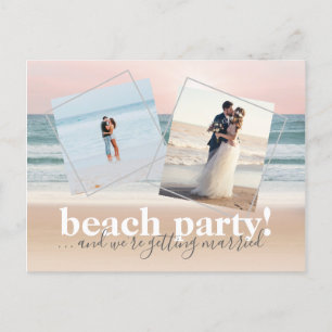 Funny Beach Wedding Photo Horizontal Save the Date Announcement Postcard