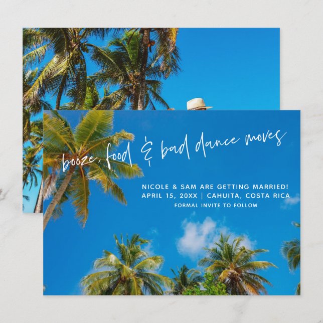 Funny Beach Wedding Photo Save the Date (Front/Back)