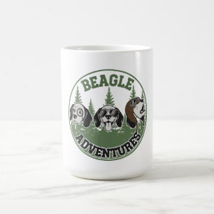 Funny Beagle Adventures Trio Retro Cartoon Dog Magic Mug