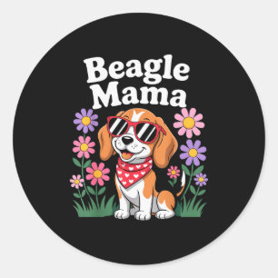 Funny Beagle Art For Women Girls Mom Beagle Dog Lo Classic Round Sticker