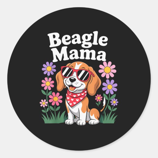 Funny Beagle Art For Women Girls Mom Beagle Dog Lo Classic Round Sticker (Front)