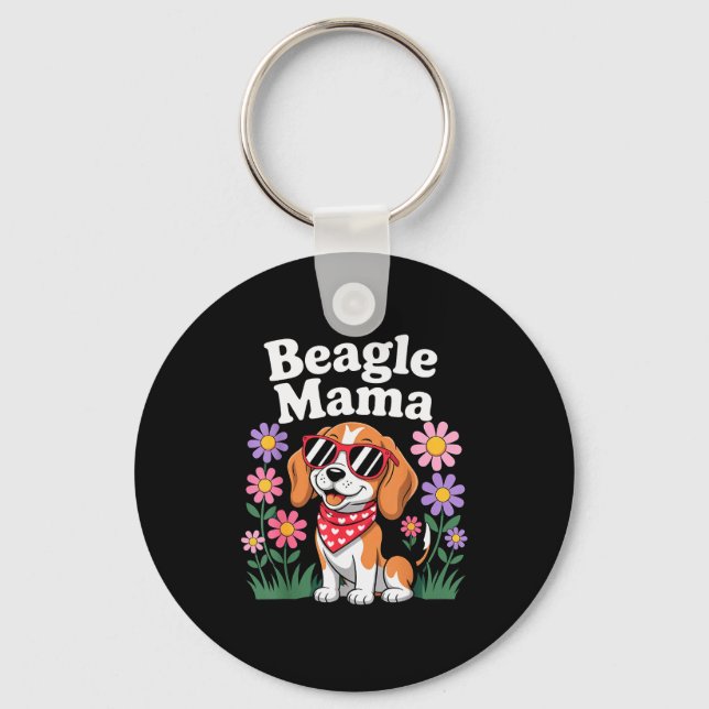 Funny Beagle Art For Women Girls Mom Beagle Dog Lo Keychain (Front)