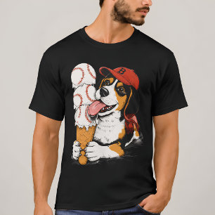 Funny Beagle Baseball Ice Cream Cones Graphic T-Shirt