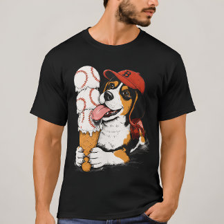 Funny Beagle Baseball Ice Cream Cones Graphic T-Shirt
