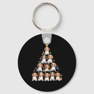 Funny Beagle Christmas Tree Dog Lovers Women Men X Keychain