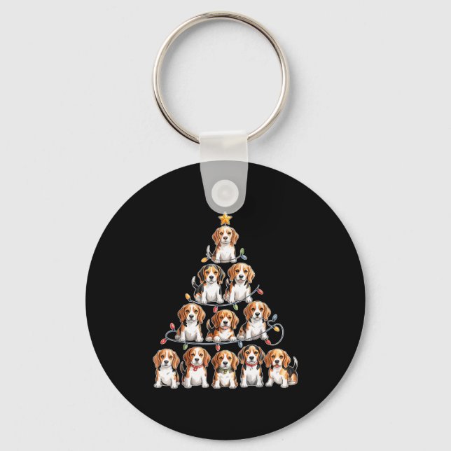 Funny Beagle Christmas Tree Dog Lovers Women Men X Keychain (Front)