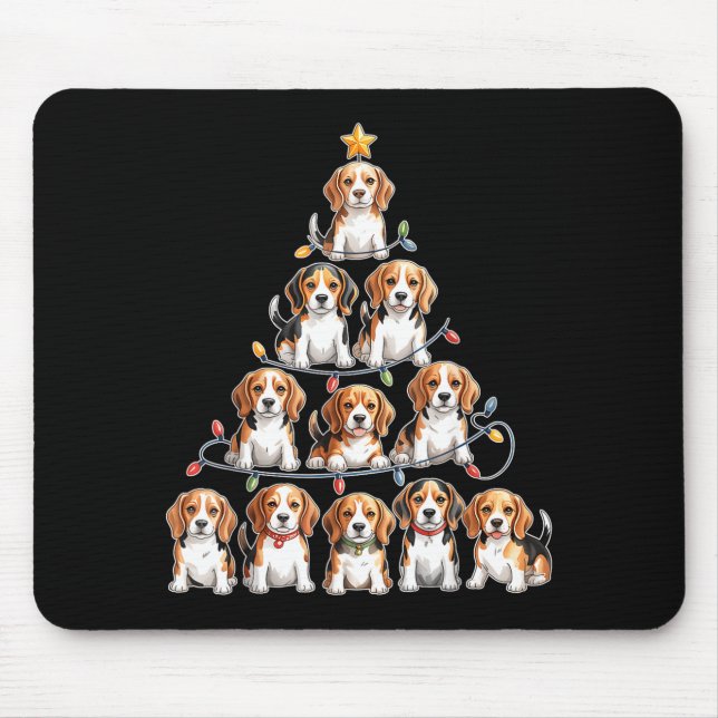 Funny Beagle Christmas Tree Dog Lovers Women Men X Mouse Pad (Front)