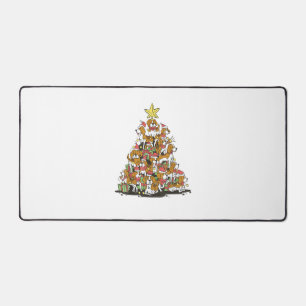 Funny beagle Christmas tree for beagle dog lovers Desk Mat