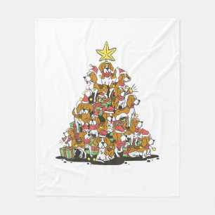 Funny beagle Christmas tree for beagle dog lovers  Fleece Blanket