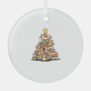 Funny beagle Christmas tree for beagle dog lovers Glass Ornament