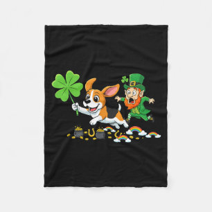 Funny beagle clover st patricks day womens mens fleece blanket
