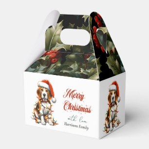 Funny Beagle Cute Watercolor Dog Christmas Wishes Favor Box