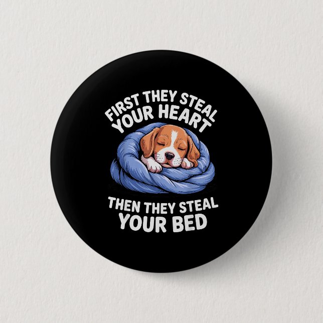 Funny Beagle Design For Men Women Hound Beagle Dog 2 Inch Round Button (Front)