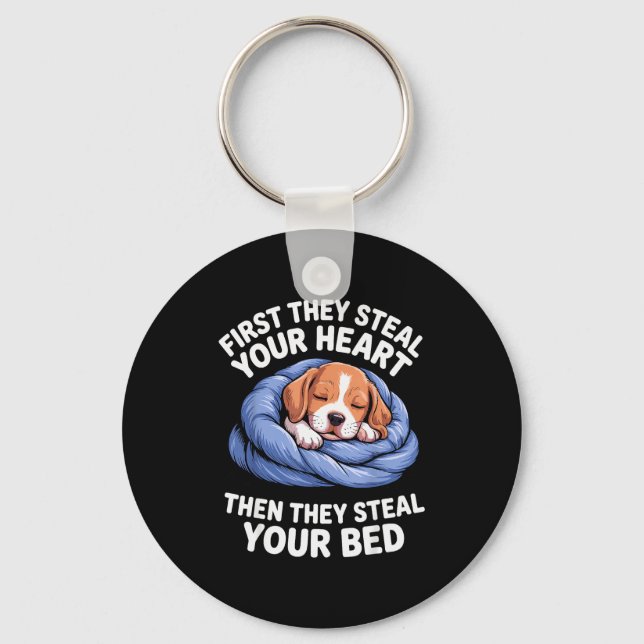 Funny Beagle Design For Men Women Hound Beagle Dog Keychain (Front)