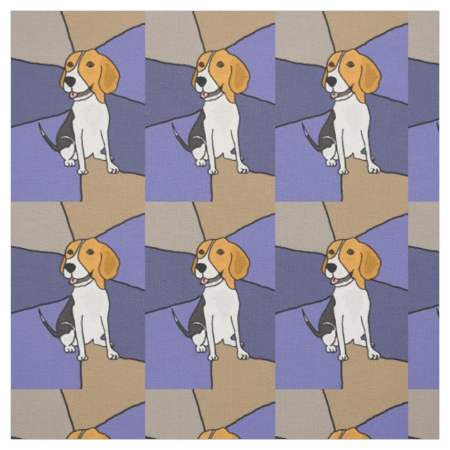 Funny Beagle Dog Abstract Art Fabric (Swatch)
