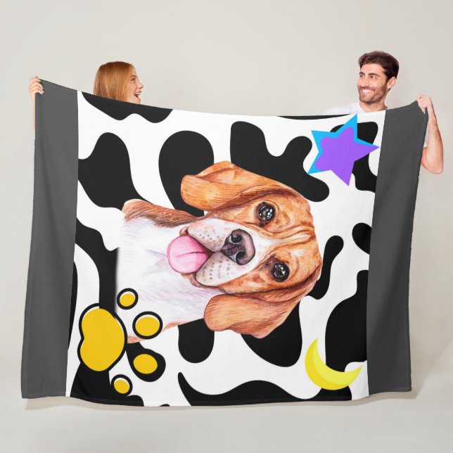 Funny Beagle Dog in the light of the Moon Blanket (In Situ)
