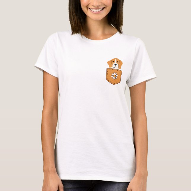 Funny Beagle Dog In The Pocket  T-Shirt (Front)