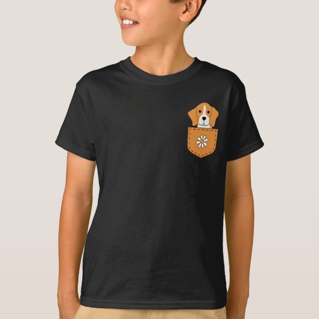 Funny Beagle Dog In The Pocket  T-Shirt (Front)