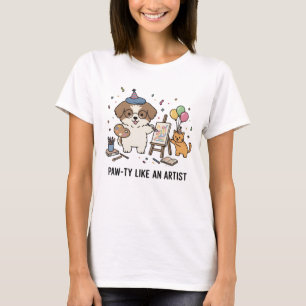 Funny Beagle Dog Painting Kitten Art Party Graphic T-Shirt