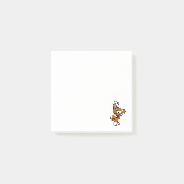 Funny Beagle Dog Singing and Playing Guitar Post-it Notes (Front)