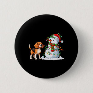Funny Beagle Dog Snowman Christmas Tree Lights Xma 2 Inch Round Button