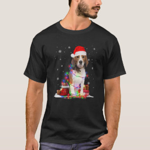 Funny Beagle Dog Tree Christmas Lights Xmas Pajama T-Shirt
