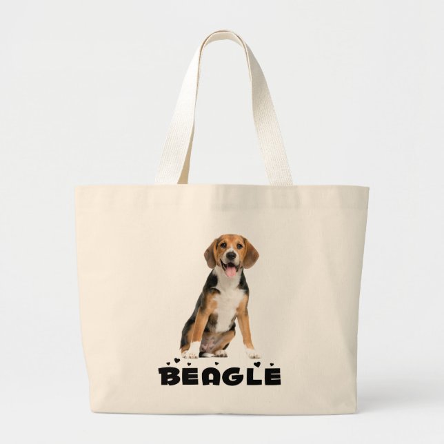 Funny Beagle Gift Cute Puppy Dog Lover Large Tote Bag (Front)