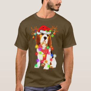 Funny Beagle Santa Hat Dog Reindeer Christmas Ligh T-Shirt