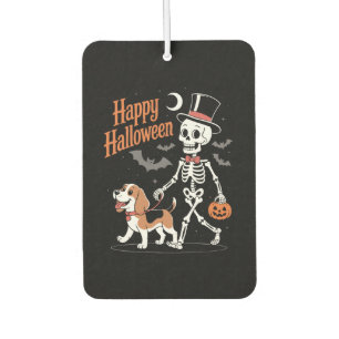 Funny Beagle Skeleton Dog Walking Air Freshener