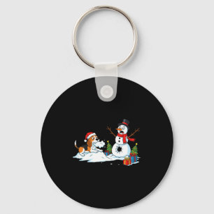 Funny Beagle Snowman Christmas Tree Xmas Womens Me Keychain