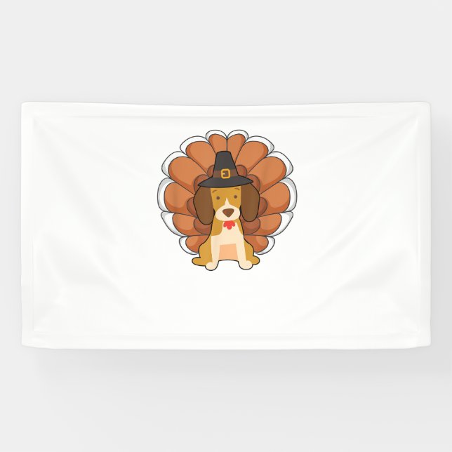 Funny Beagle Turkey  Funny Thanksgiving Dog Tee  Banner (Horizontal)