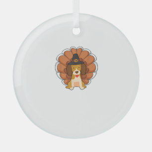Funny Beagle Turkey Funny Thanksgiving Dog Tee Glass Ornament
