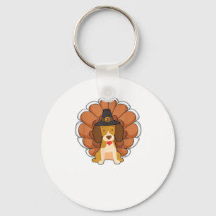 Funny Beagle Turkey Funny Thanksgiving Dog Tee Keychain