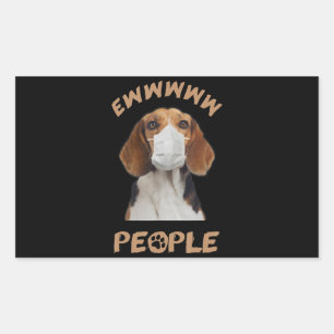 Funny Beagle Wearing Face Mask Ew People Dog Lover Sticker