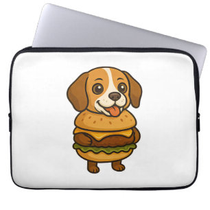 Funny Beagle with Burger Funny Mythical Creature Laptop Sleeve
