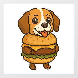 Funny Beagle with Burger Funny Mythical Creature Window Cling