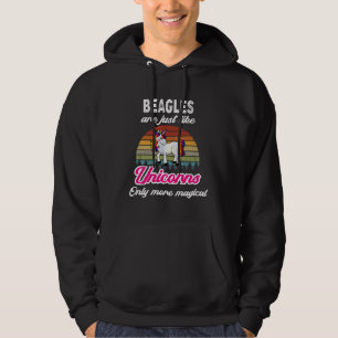Funny Beagles Design Retro Unicorn Vintage Sunset Hoodie