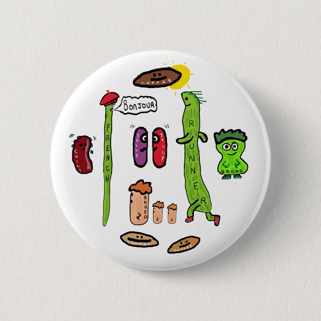 Funny Bean Puns 2 Inch Round Button (Front)