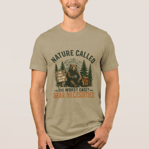 Funny Bear Camping Sign Nature Called Tri-Blend Shirt