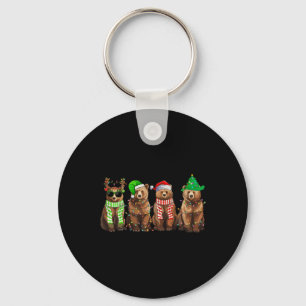 Funny Bear Christmas Light Bear Lover Xmas Bear Ho Keychain